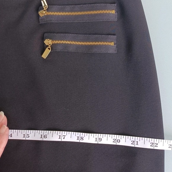Joseph Ribkoff Black Pencil Skirt Gold Zipper Detail Knee Length Women's Size 18 - Picture 5 of 9